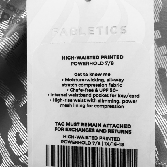 Fabletics High Waisted  POWERHOLD 7/8 Pant 1X Silver Allover Logo Active - Picture 5 of 6